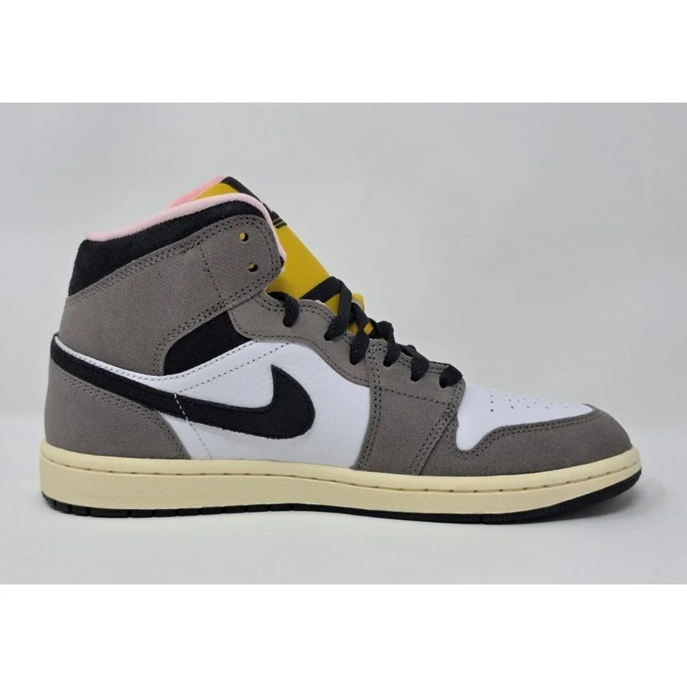 Air Jordan 1 Mid SE White/Oil Grey-Cave Stone HQ2011 100 Men's Size 8.5 NWB